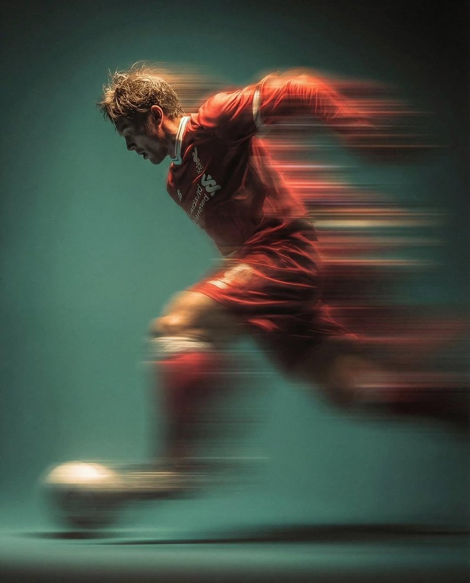 Mysterious Soccer Player Mid Air Panning Shot