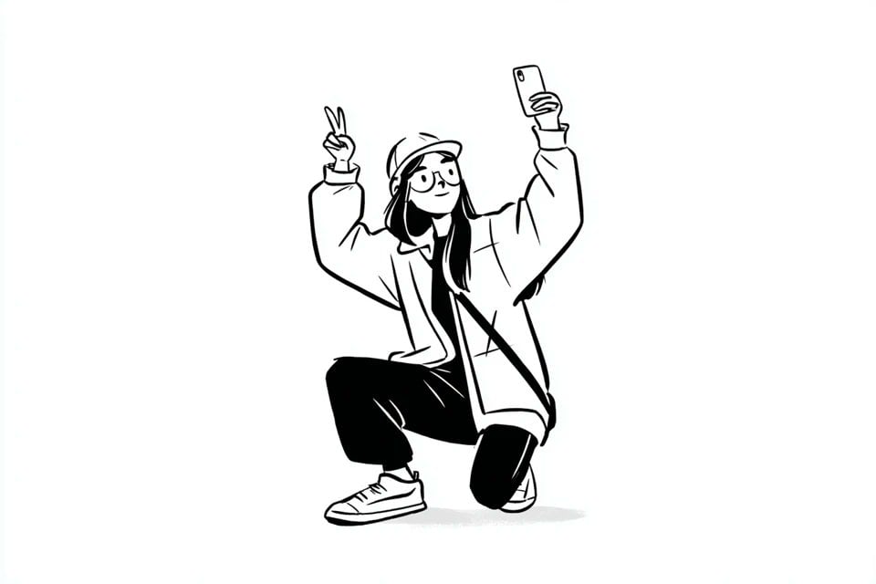 Notion Style Minimalist Character Illustration Black White