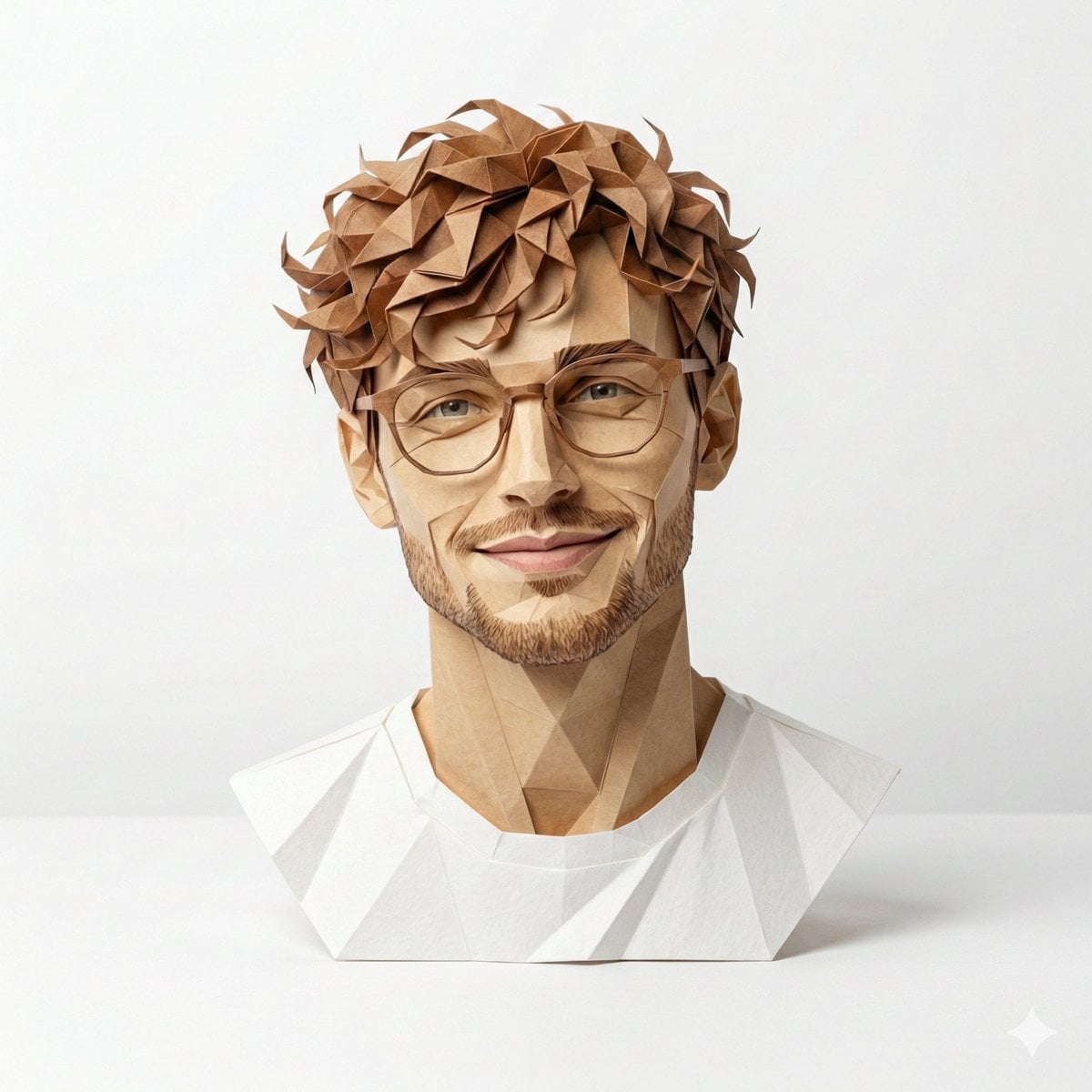 Origami portrét postavy v minimalistickém studiu generovaný obrázek