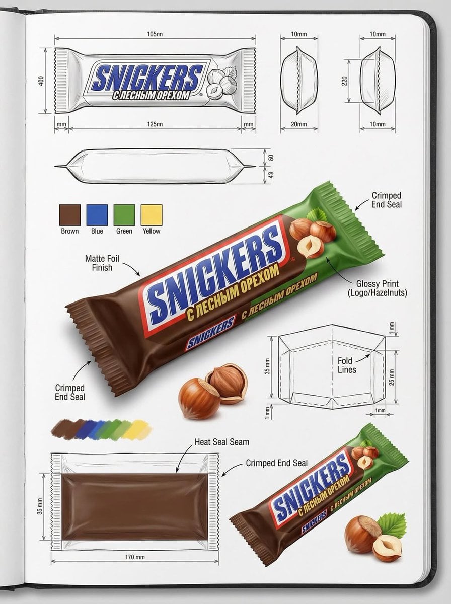 KI-generiertes Bild zum Verpackungsillustrationsblatt Industriedesign