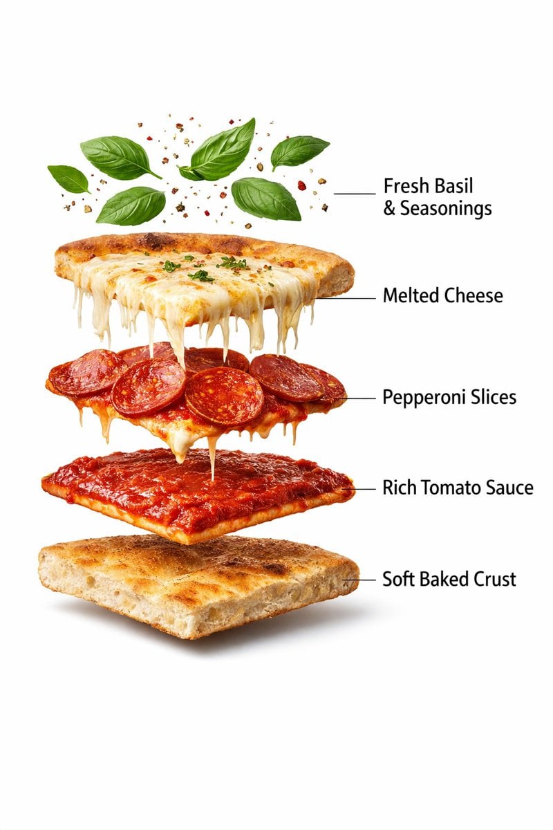 Pepperoni Pizza Dilimi Ürün Çekimi yapay zeka ile üretilmiş görsel