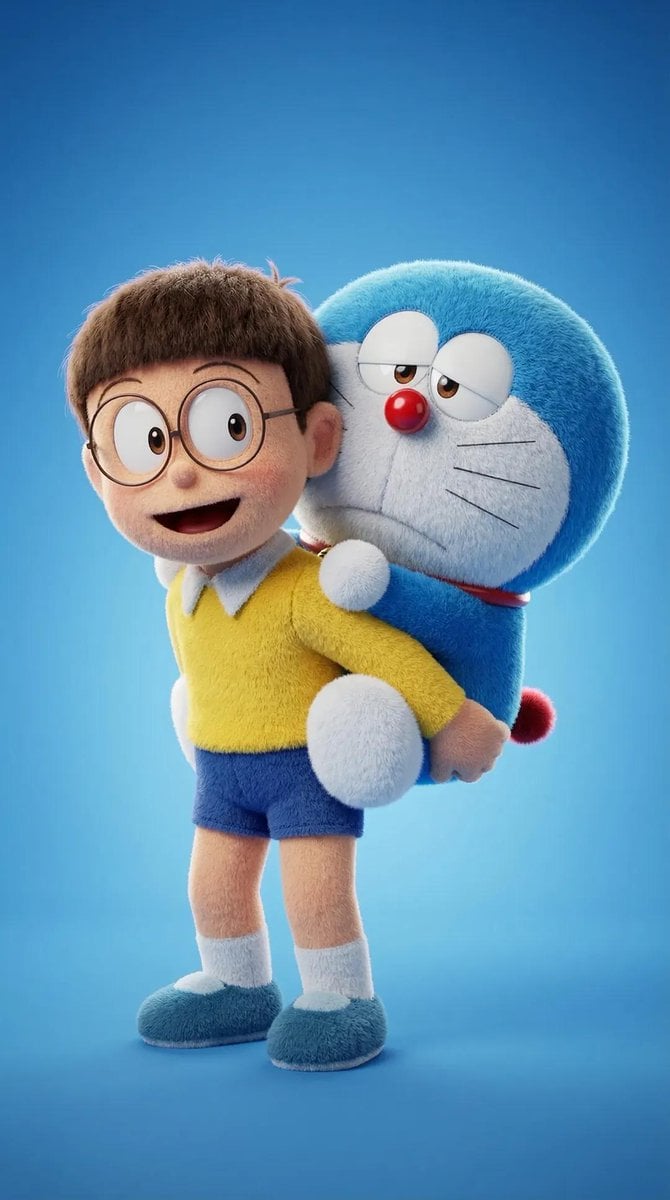 Pluchen Doraemon Nobita Pixar 3D-render, door gegenereerde afbeelding