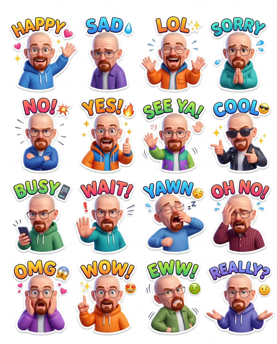 Prémiový Chibi Sticker Balíček 4x4 obrázok generovaný