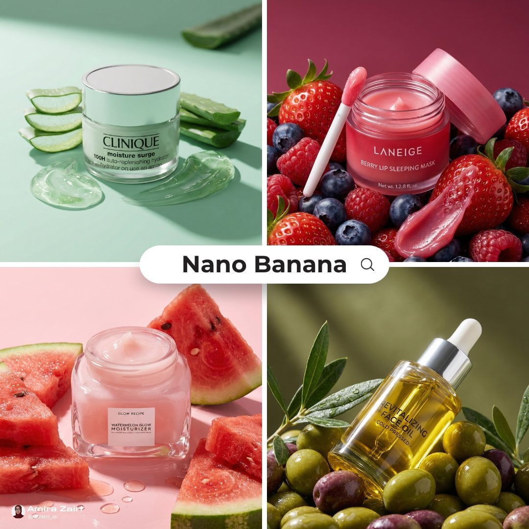 Una fotografia macro de primer pla d'una ampolla de cura de la pell premium descansant sobre fruites i verdures fresques, il·luminació dramàtica d'estudi amb reflexos brillants, profunditat de camp reduïda que crea un fons desenfocat, colors saturats, textures ultrarealistes amb llavors i polpa visibles