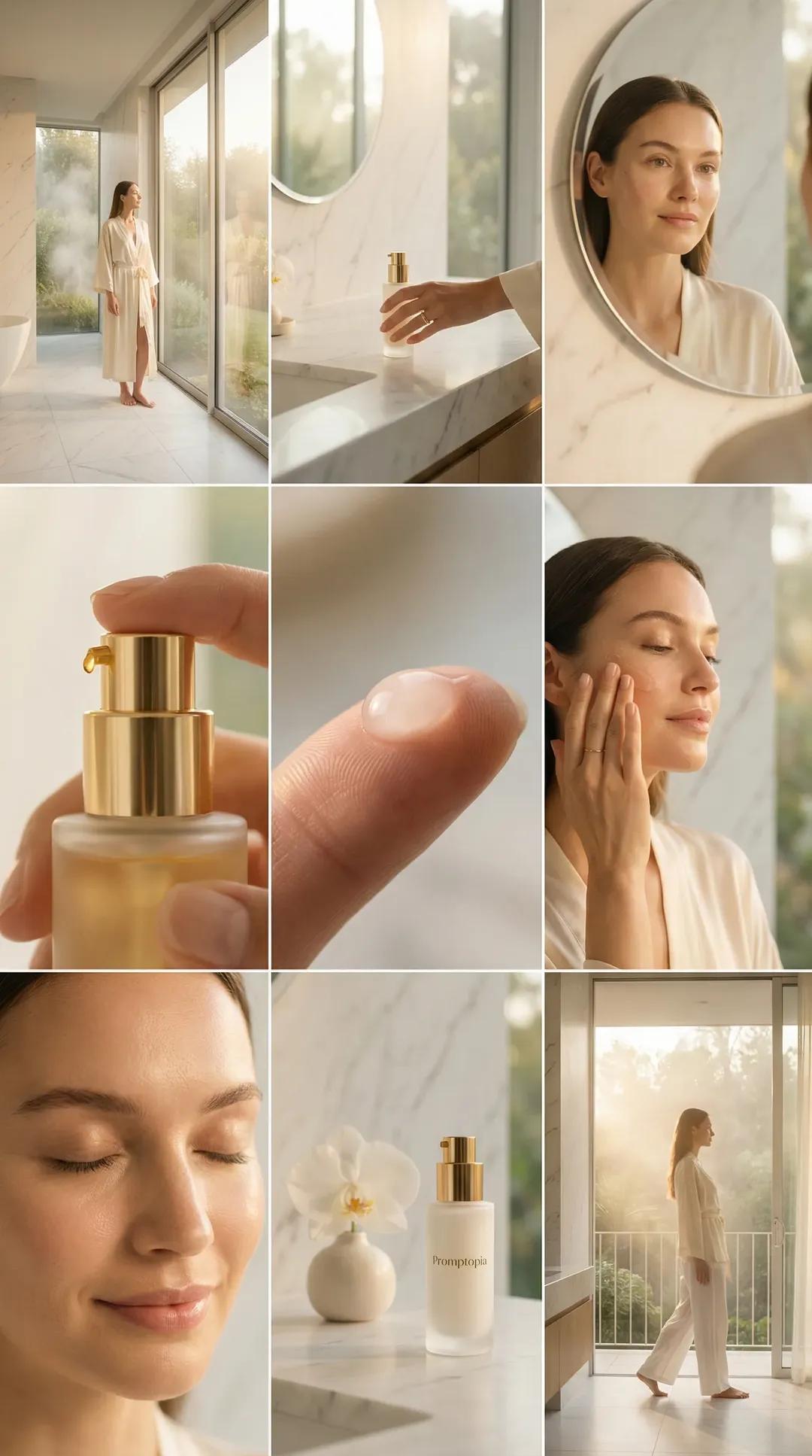 KI-generiertes Bild des Promptopia Skincare Luxusbadezimmers