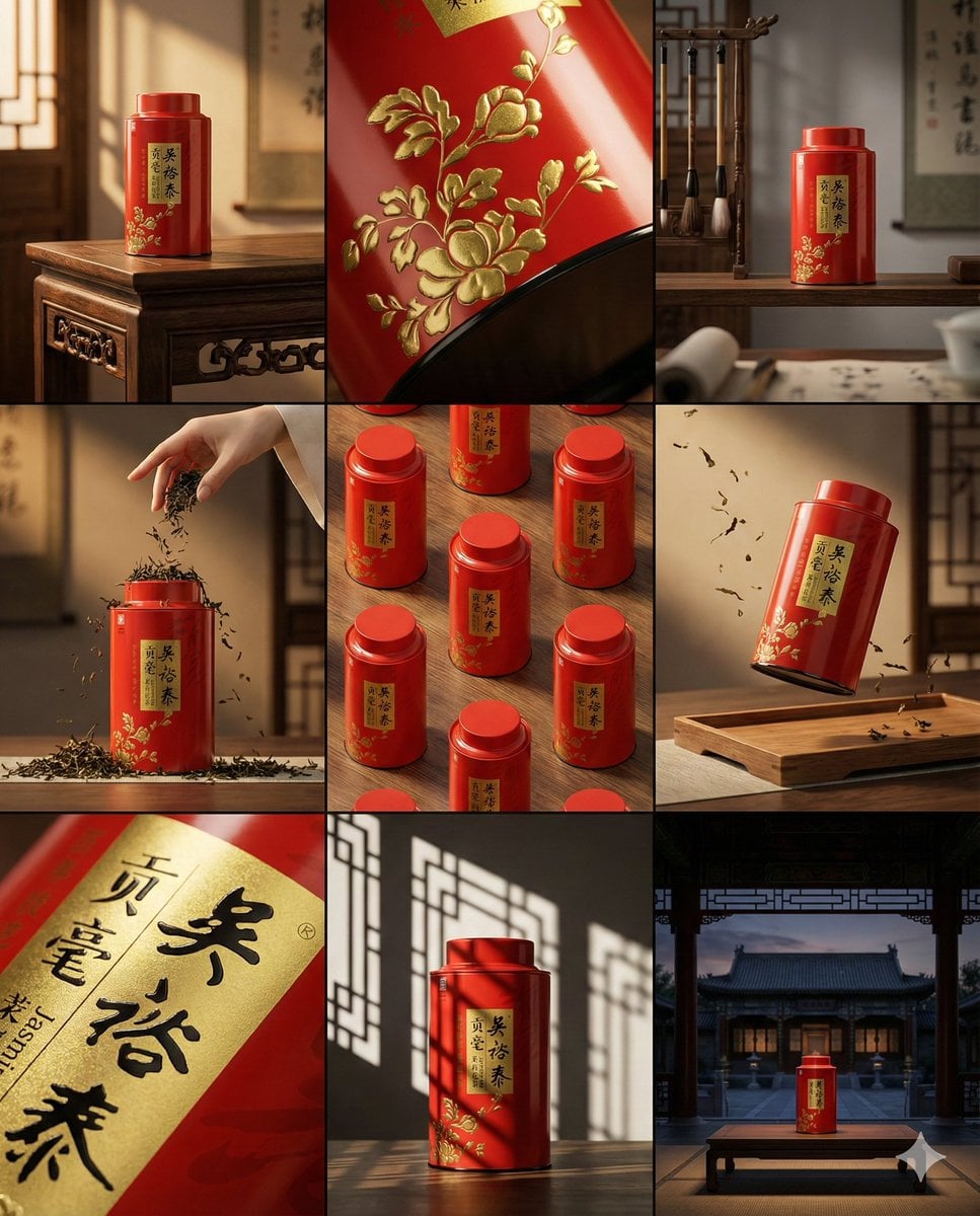 Rot Teedose Storyboard-Mockup, KI-generiertes Bild