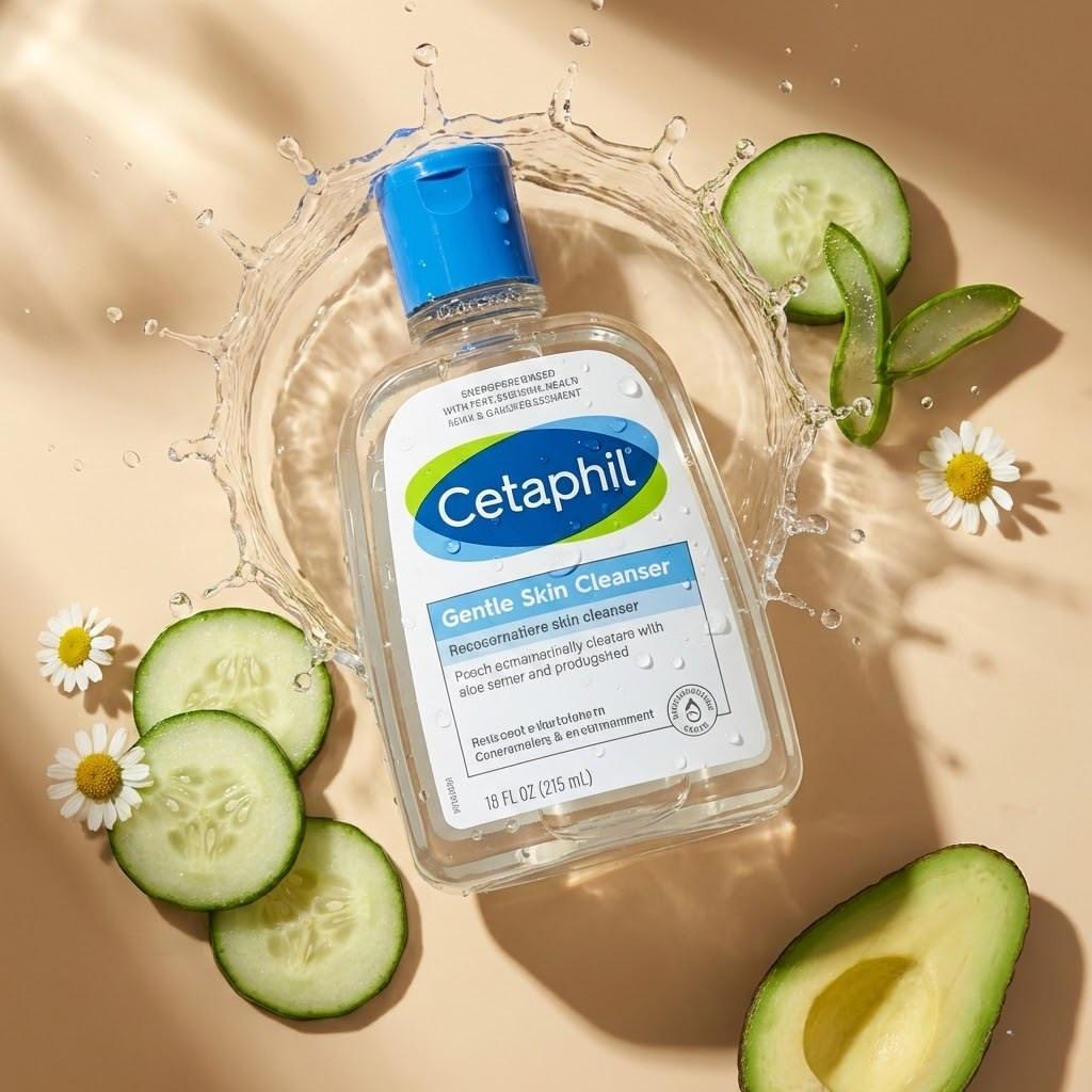 KI-generiertes Bild der Flachaufnahme Makro eines Hautpflegeprodukts