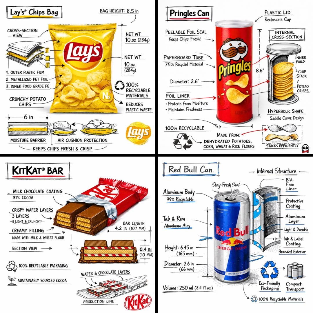 -genereret billede af teknisk infografik for snackprodukter