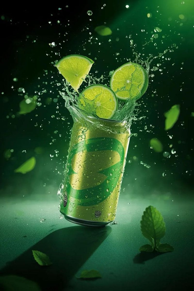 Soda Can Refreshing Splash Hyper Realistic