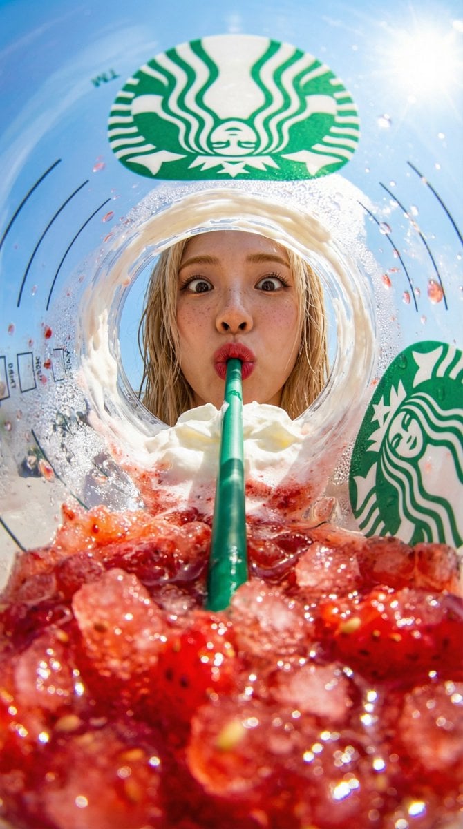 Starbucks Strawberry Frappuccino Cup Inside View
