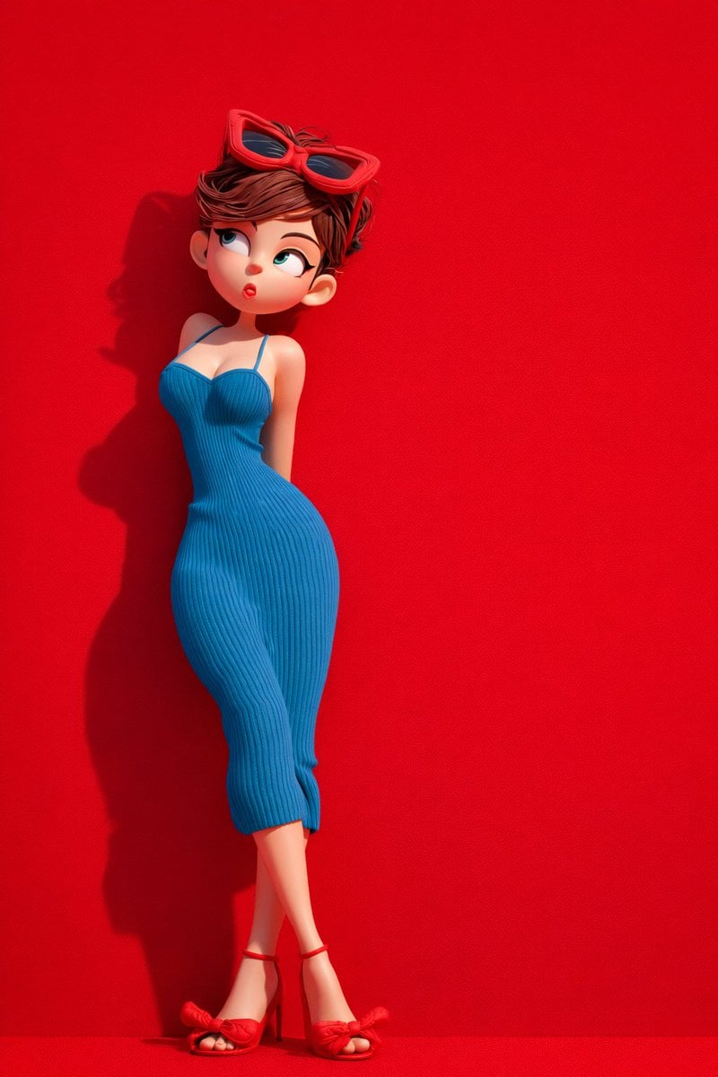 KI-generiertes Bild des stylisierten 3D-Cartoon-Charaktere Mode-Studios