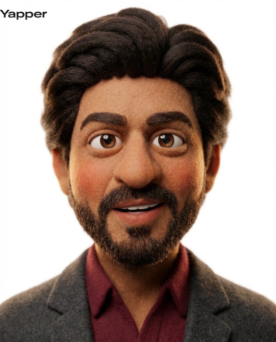 Imagine generată de a unui personaj stilizat de claymation cu expresie jucăușă