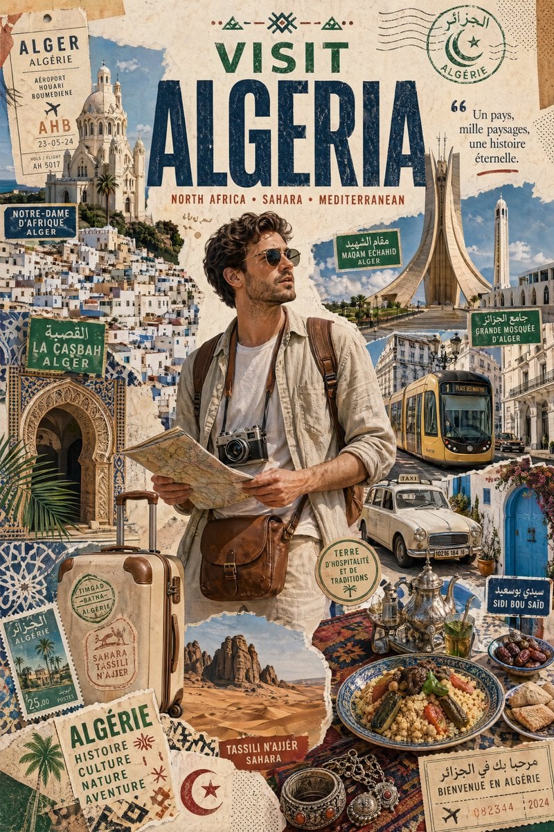 Stylized Travel Poster Algeria Tourist