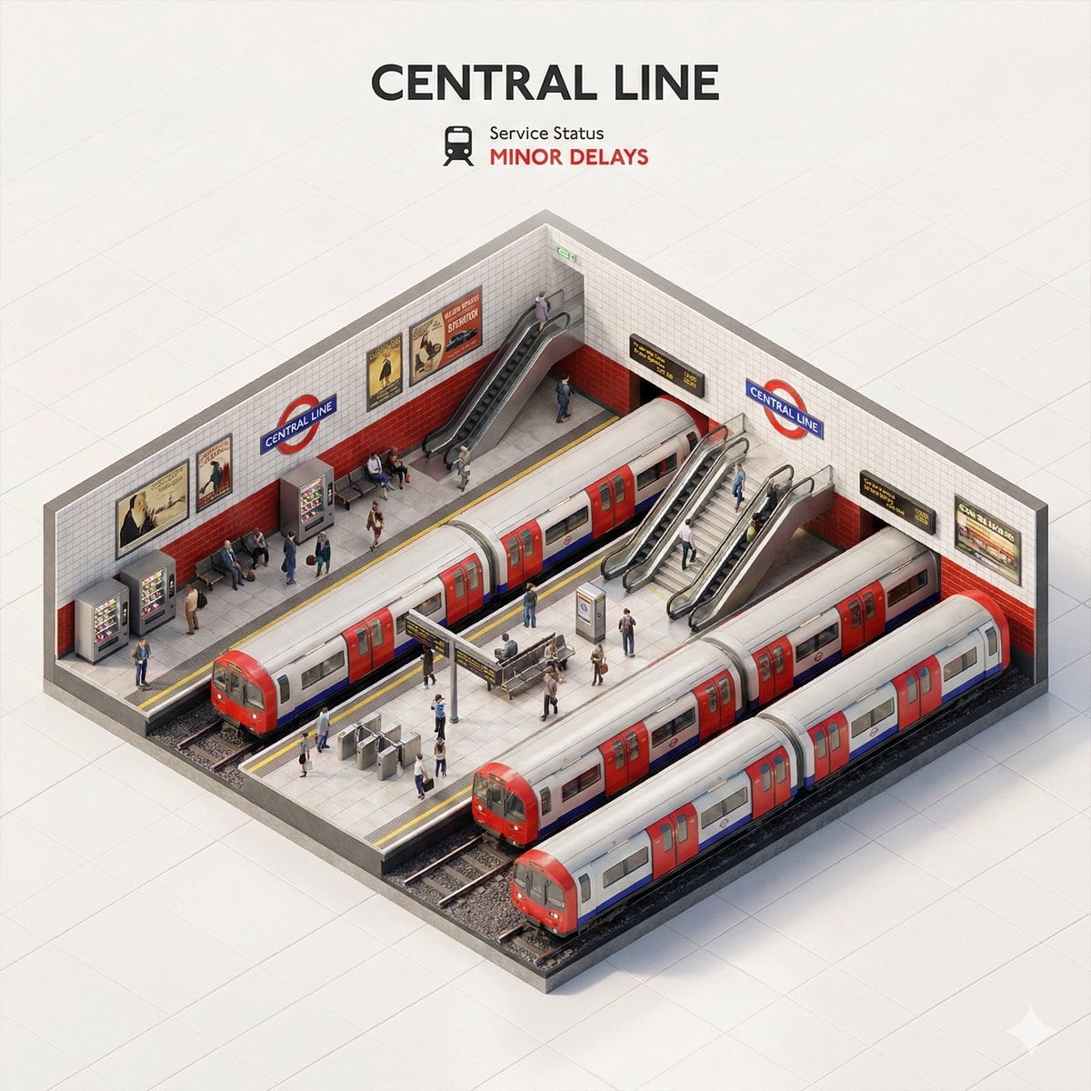 Imatge generada per IA de la infografia de l'estat del servei de diorama de metro