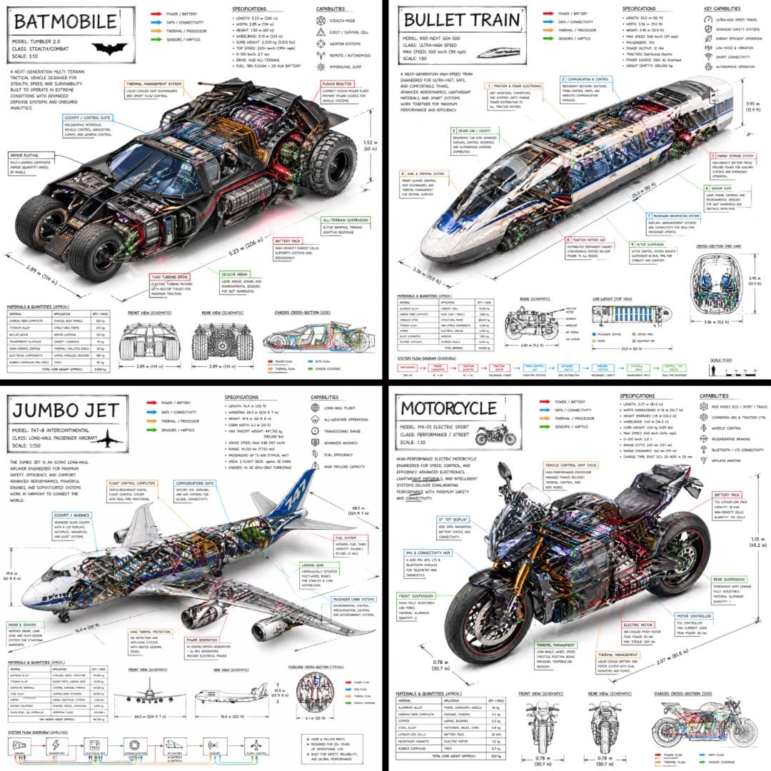 Imatge generada per IA d'Infografia Tècnica de Vehicle Isomètrica Anotada