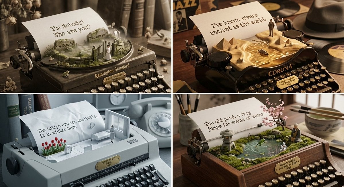 Typewriter Output 3d Landscape Poet Grid