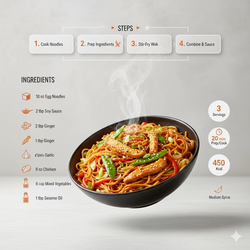 Ultra Ren Moderne Opskrift Infografik Chowmin -genereret billede