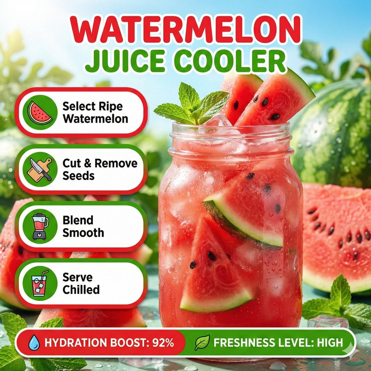 Watermelon Juice Infographic Summer
