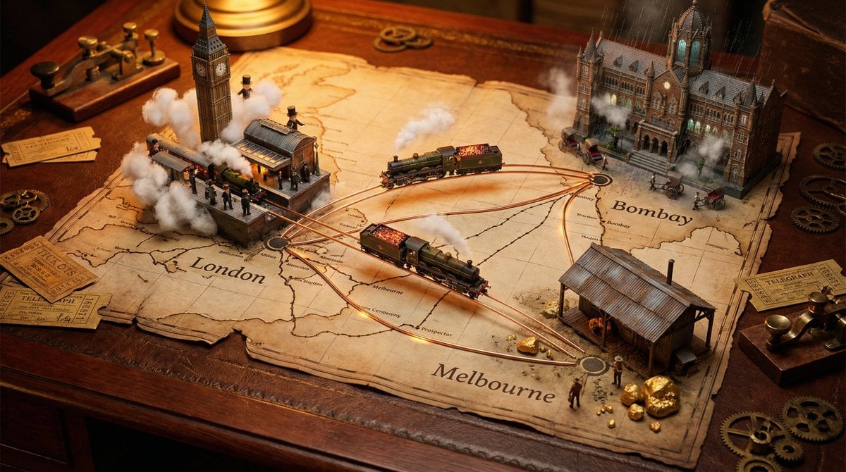Un mapa vell i vintage amb diorames de ciutats en miniatura fotorrealistes que s'alcen en tres dimensions des de les ubicacions continentals marcades, amb monuments emblemàtics que apareixen sobre escenes de carrer detallades, efectes de boira atmosfèrica i condicions d'il·luminació dramàtiques variades en els diferents microcosmos urbans