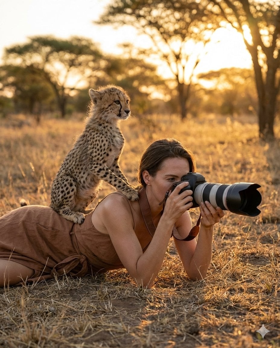 Wildlife Photographer Cheetah Cub Savannah Golden Hour