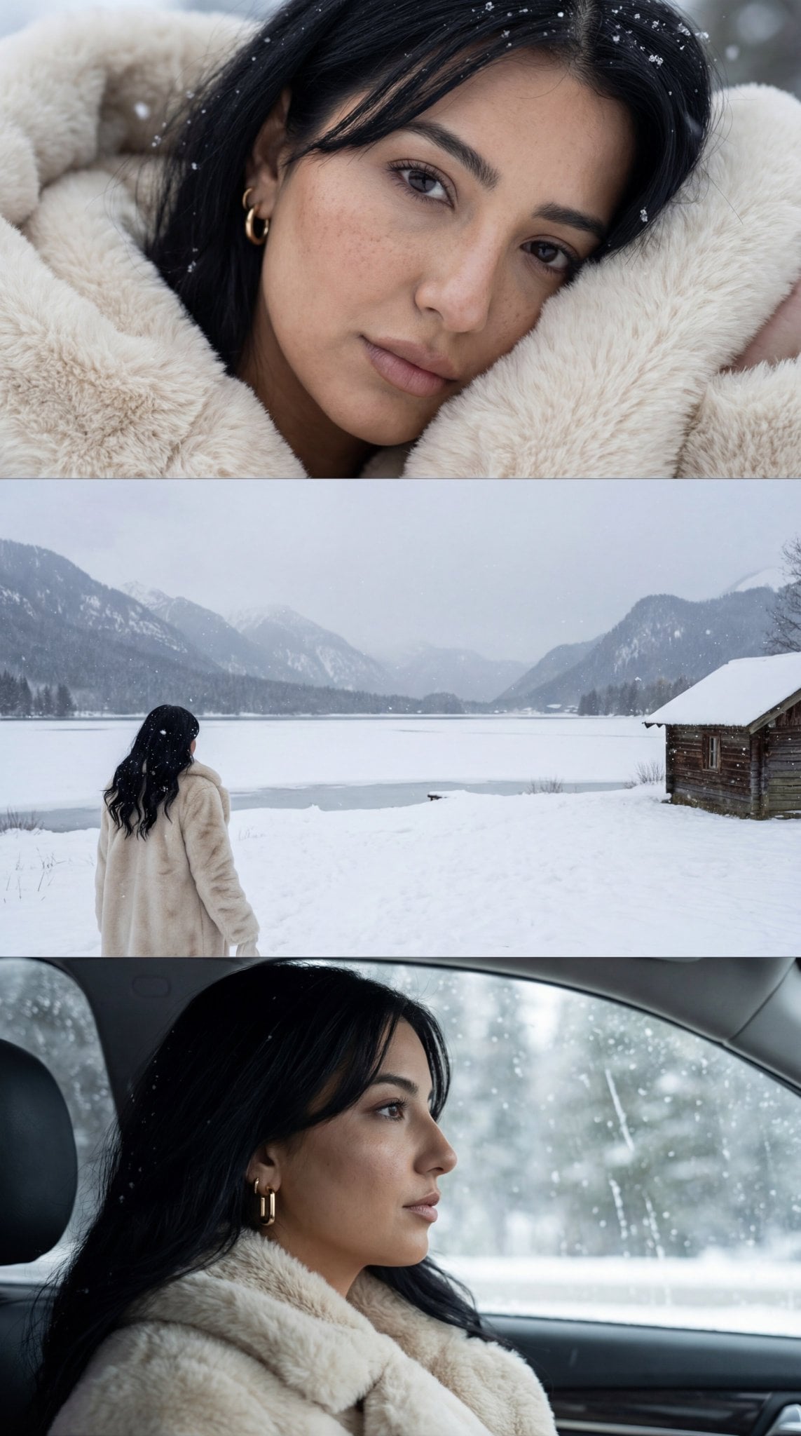 Winter Editorial Triptych Woman
