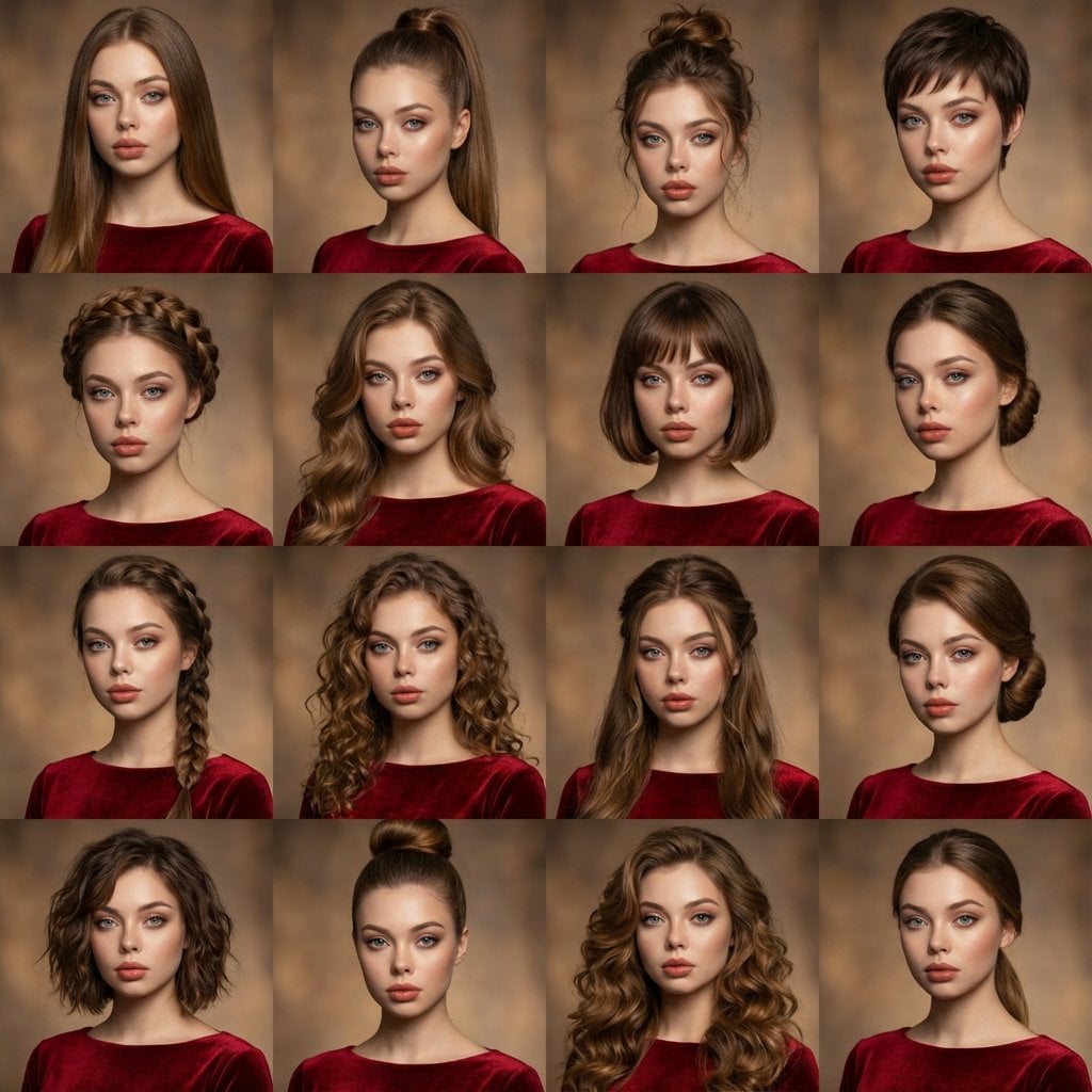 Woman Portrait Hair Style Collage