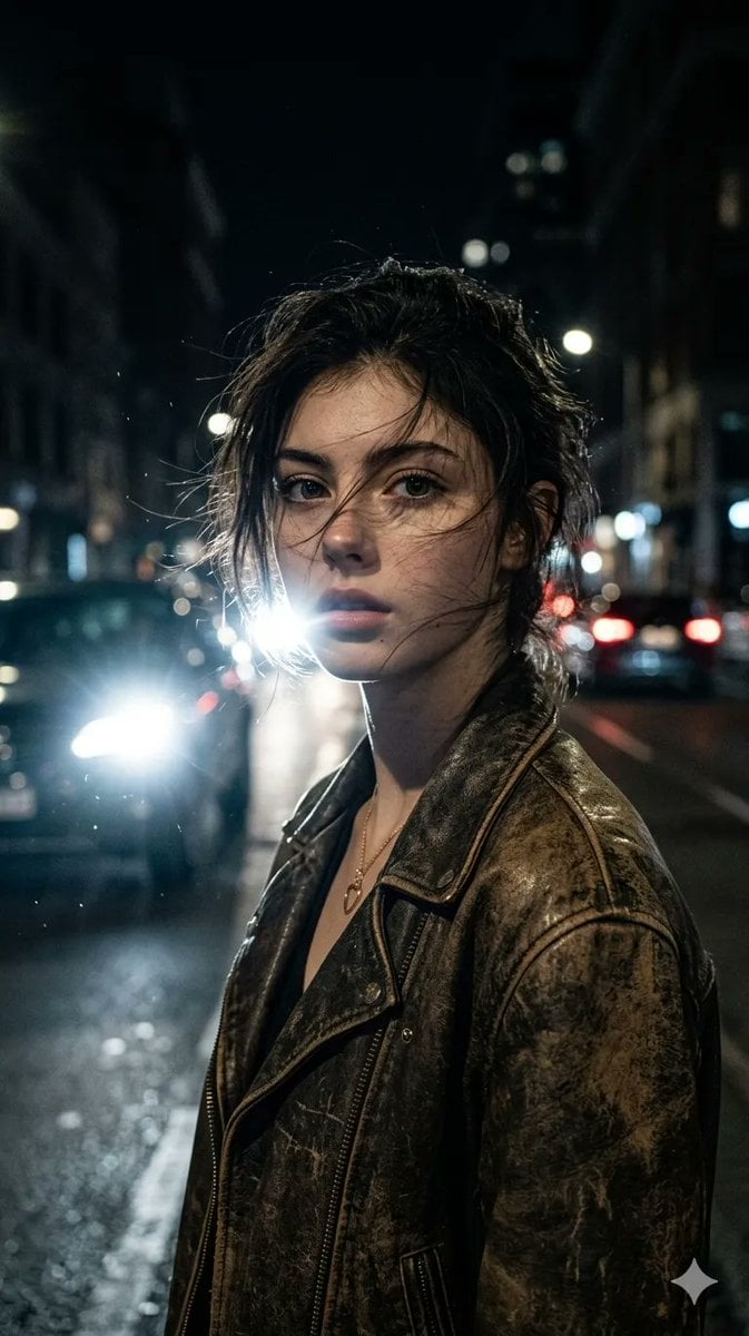 Woman Portrait Night Street Cinematic