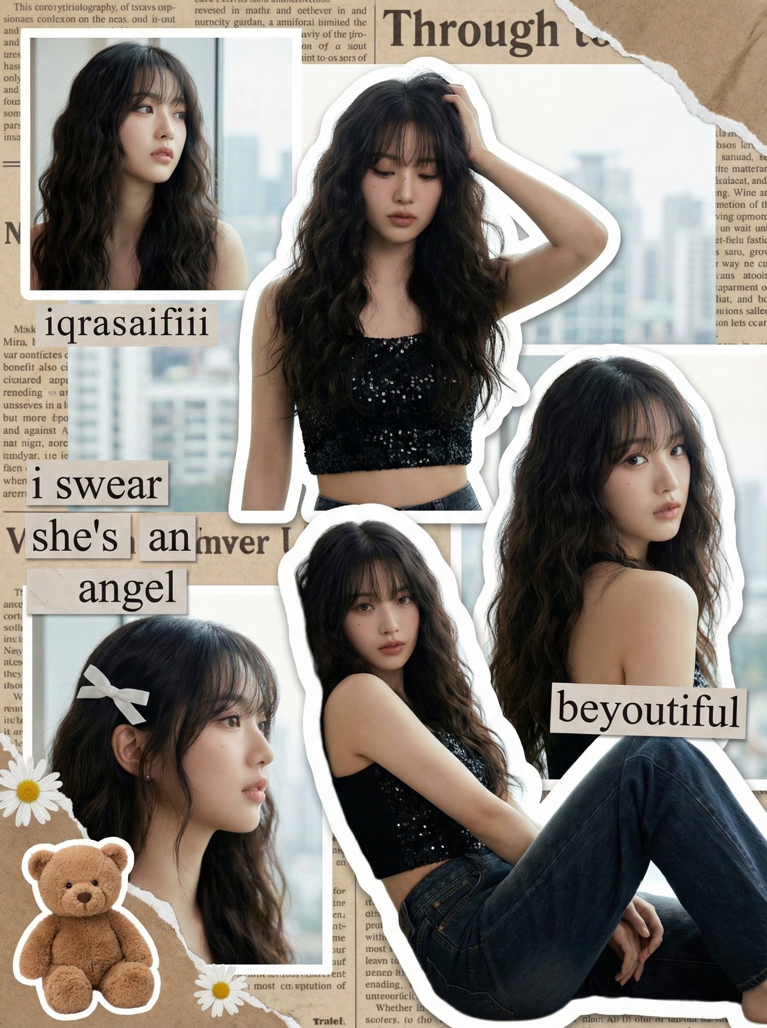 Y2k Digitaal Scrapbook Collage K-pop Idool Vrouw door gegenereerde afbeelding