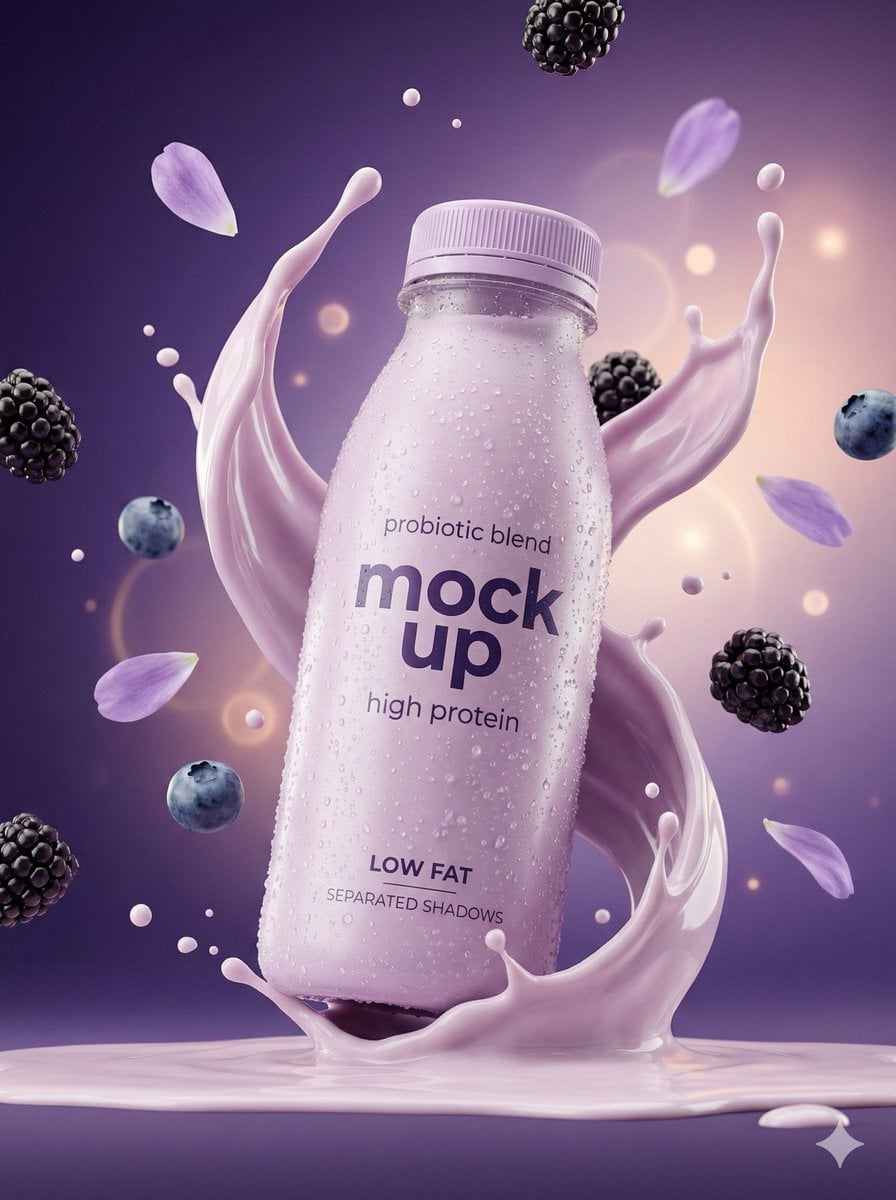 Imej dijana Botol Smoothie Yogurt Percikan Lavender