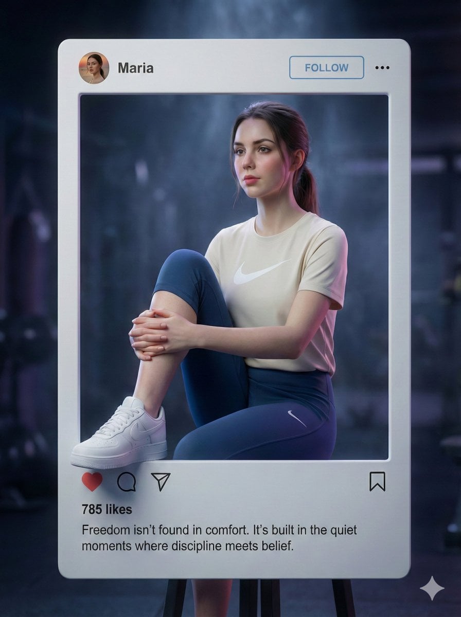 Young Woman Nike Gym Social Media Frame