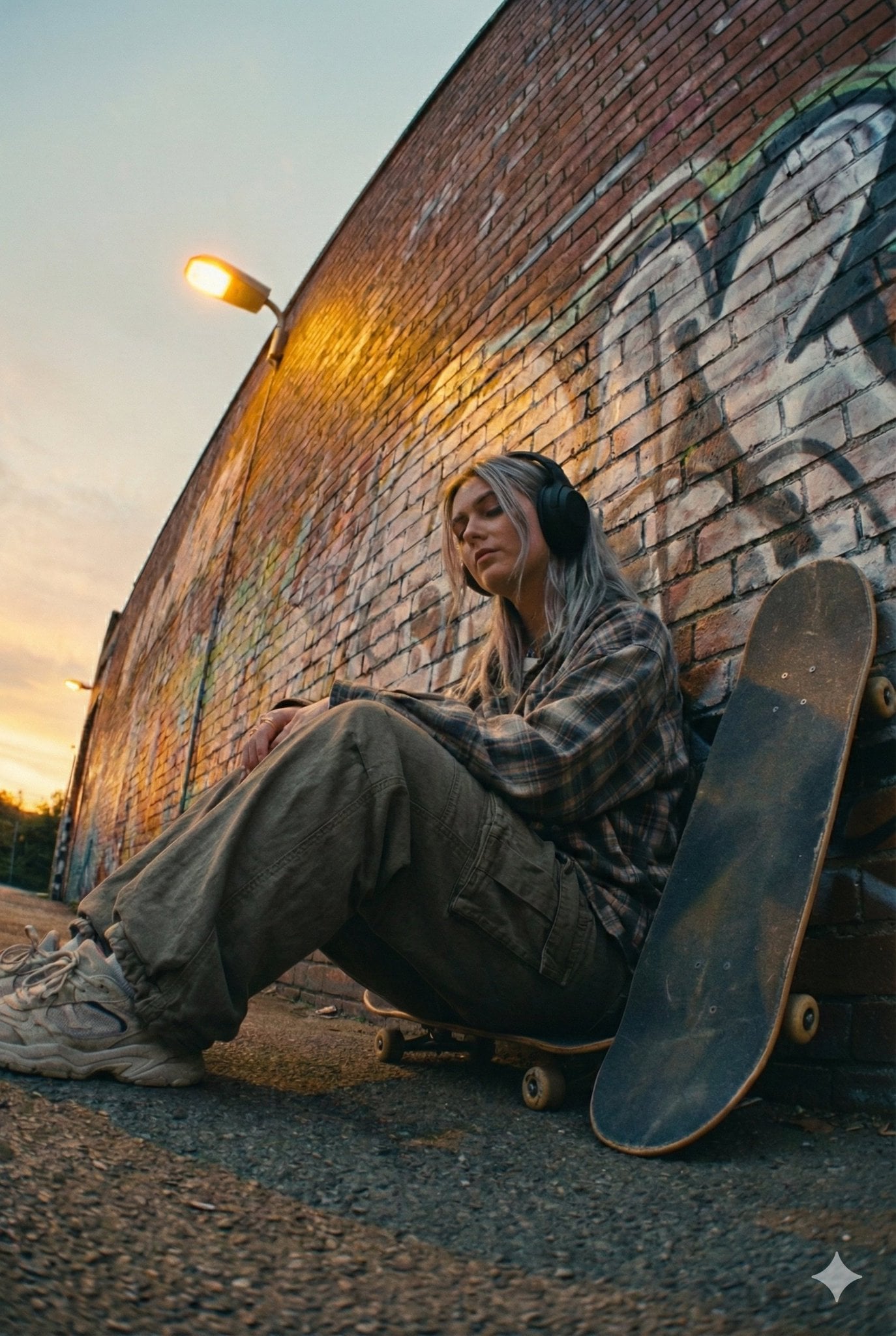 Young Woman Skateboard Urban Dusk Street